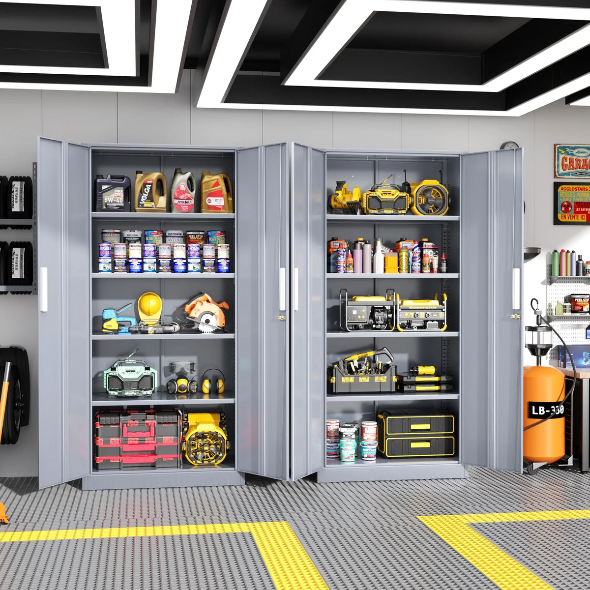 SOLAURA 71" Metal Garage Storage Cabinet with Locking Doors and Adjustable Shelves for Home, Office(Black) - image 36