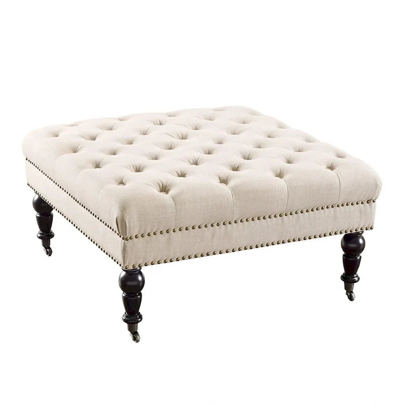 Abigal Natural Square Tufted Footstool - image 2