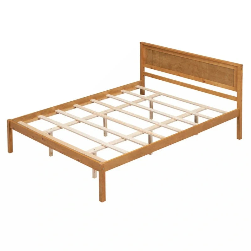 Queen Platform Bed Frame with Headboard and Wooden Slat Support - image 4