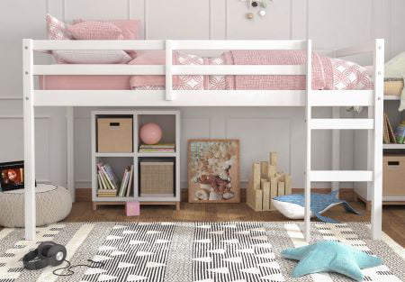 Hillsdale Campbell Wood Twin Junior Loft Bunk Bed, White - image 3
