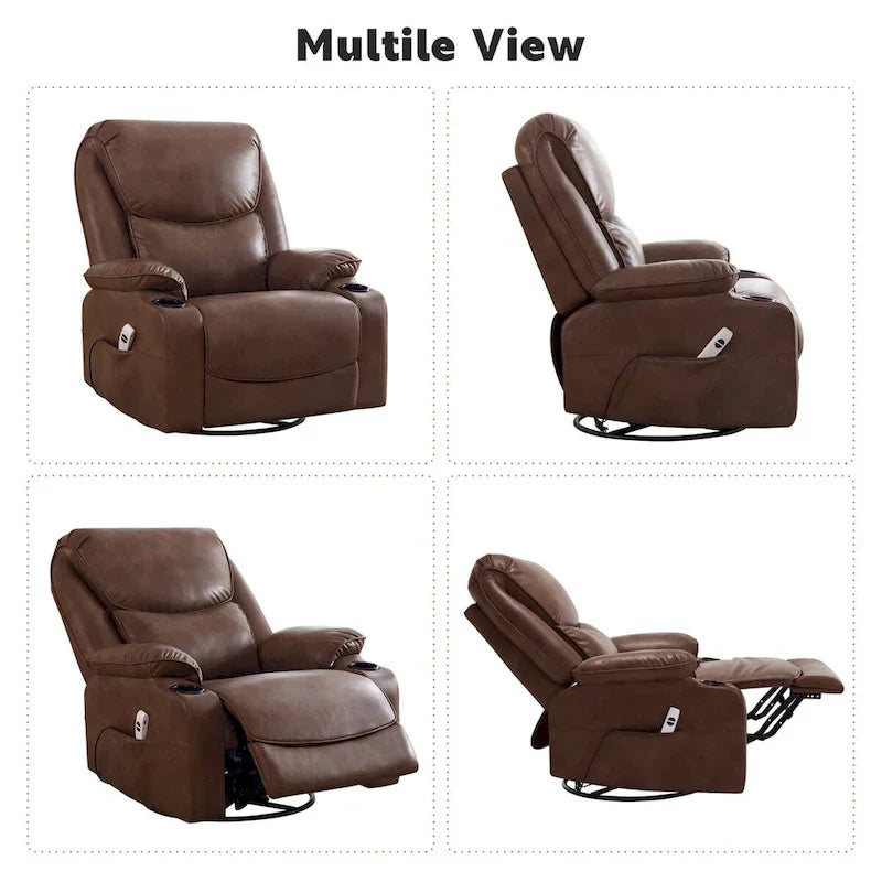 HOMYKA 34.2-Inch Wide Faux Leather Swivel Rocking Power Recliner Chair with USB Charging Port - image 27
