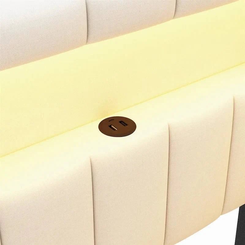 Upholstered Platform Bed with USB Ports & LED Lighting - Full/Twin Size Bed Frame with 2 Storage Drawers - Modern Bedroom - image 11