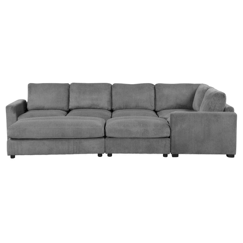 Corduroy Modular Sectional Sofa Bed with Recliner and 2 Movable Ottomans – Perfect for Living Rooms - image 12