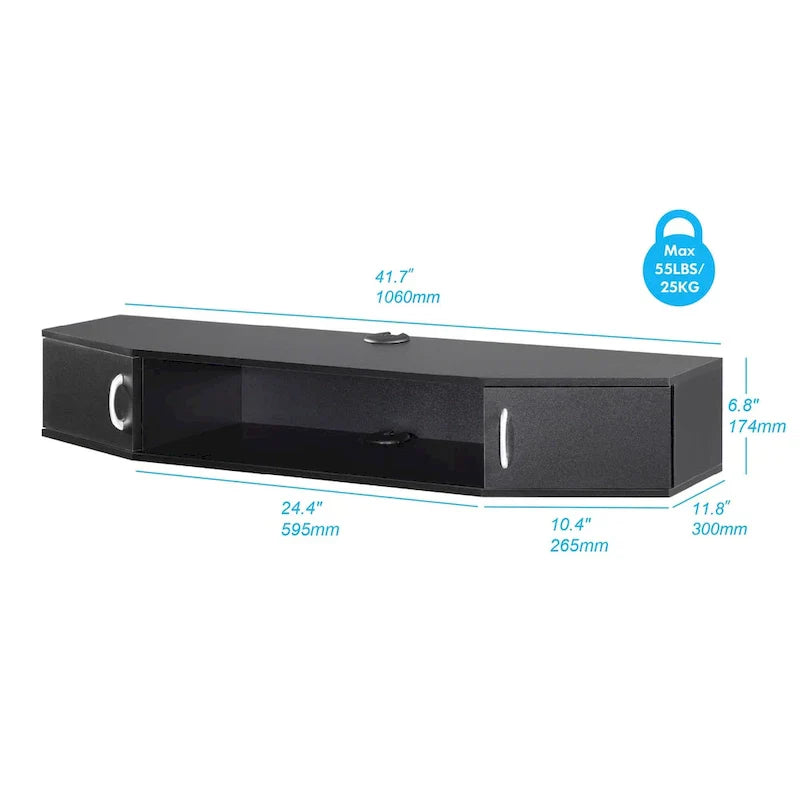 FITUEYES 43.3" Wall-Mounted Floating Media Console Desk with Storage Hutch - image 5