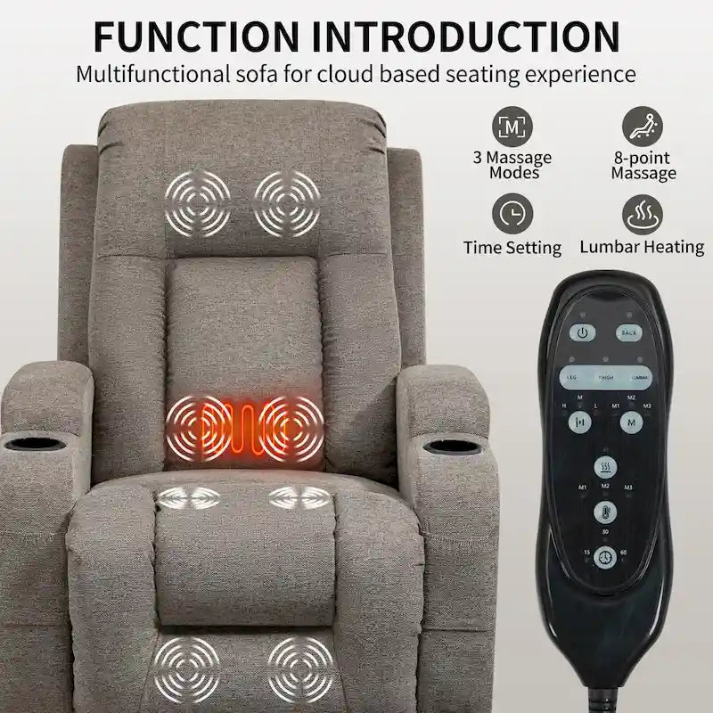 Lazy Boy Power Lift Recliner Chair, Modern Single Motor Massage Sofa Chair with Lumbar Heating, USB Charging Port, Cup Holders - image 14