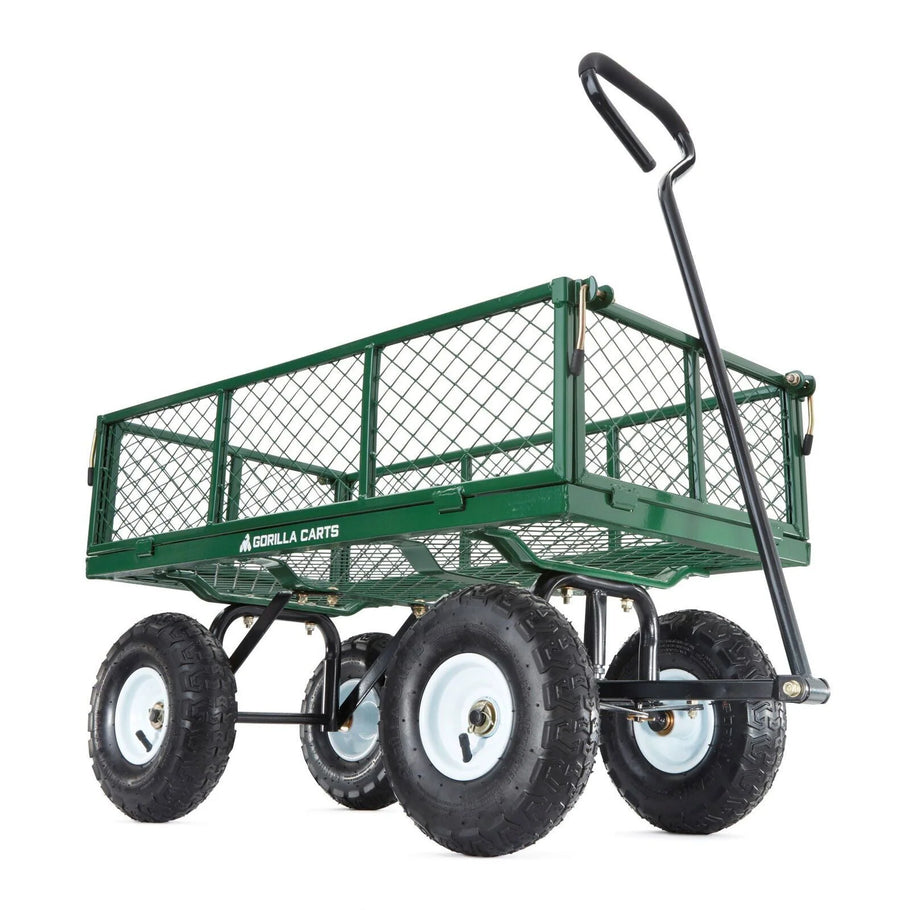 Gorilla Carts GOR400-COM Steel Garden Cart with Removable Sides, 400-lbs. Capacity, Green - image 1