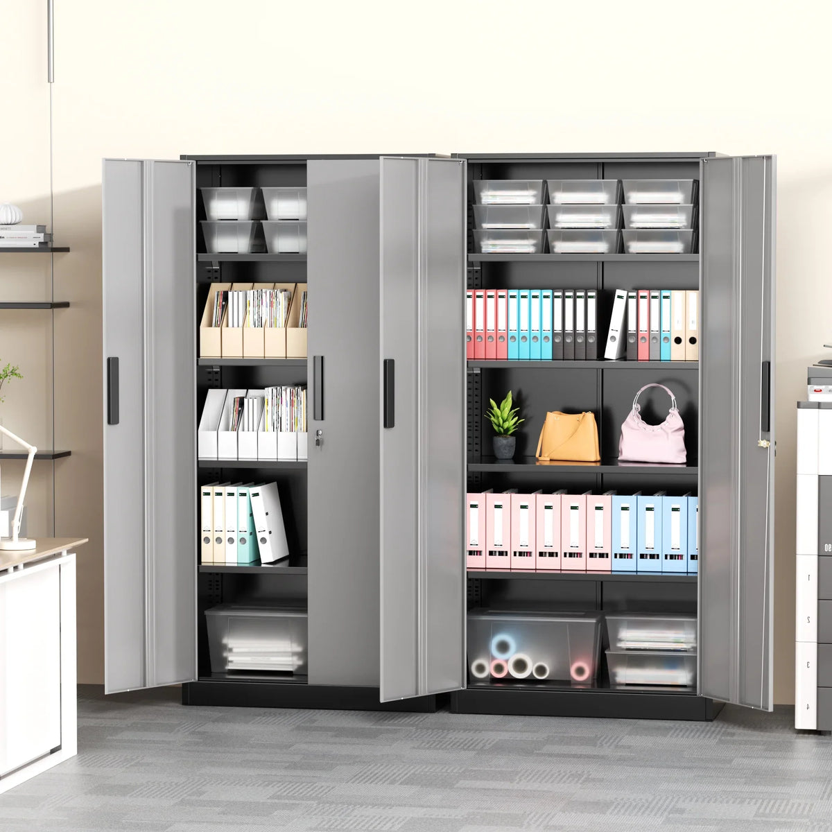 SOLAURA 71" Metal Garage Storage Cabinet with Locking Doors and Adjustable Shelves for Home, Office(Black) - image 42