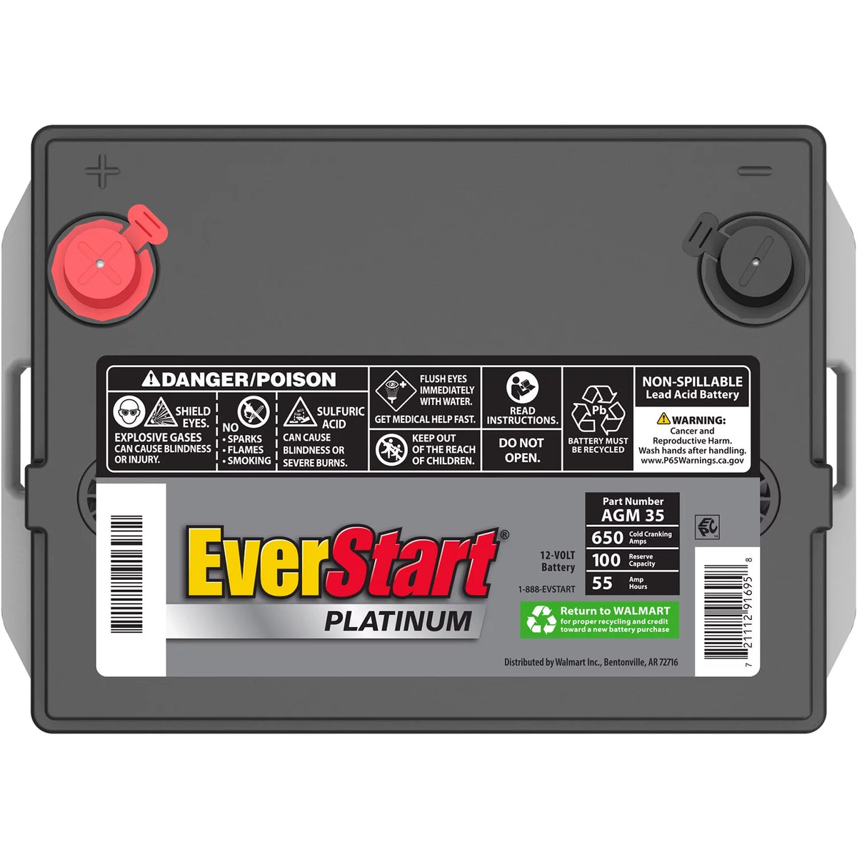 EverStart Platinum AGM Automotive Battery. Group Size 35 12 Volt. 650 CCA - MadeInUSA - image 6