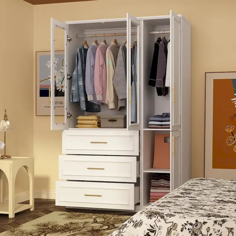 74.8-Inch Tall Large Modular Wardrobe Closet with Glass Doors - image 41