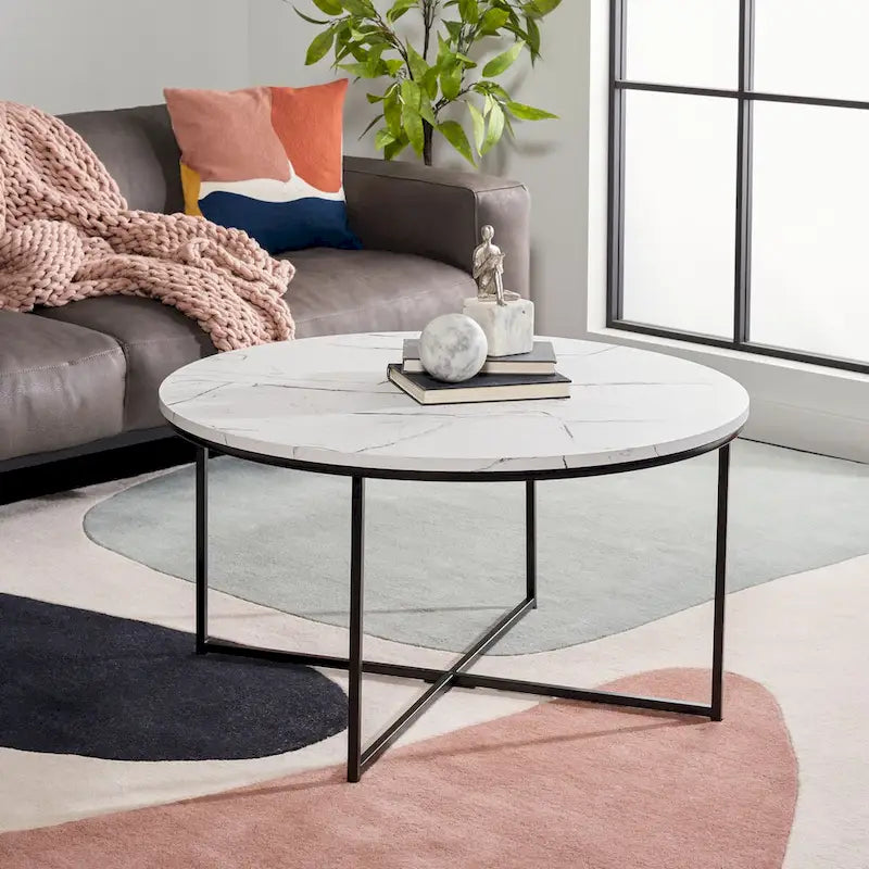 SAFAVIEH Alverda Marble Coffee Table - Dimensions: 35" W x 35" D x 19" H - image 1