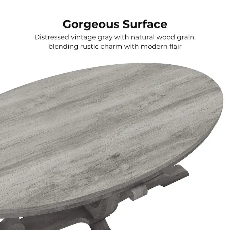 Denhour 48-Inch Vintage Grey Farmhouse Coffee Table - DH BASIC Collection - image 4