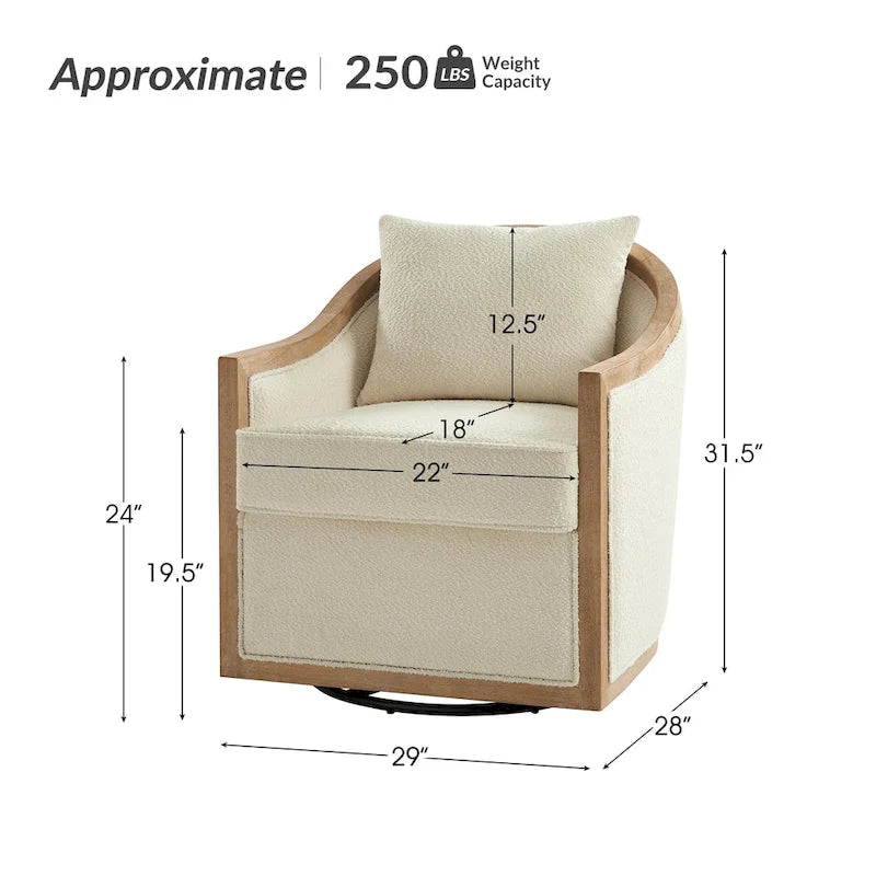 Oswald Jess Farmhouse Solid Wood Swivel Barrel Chair with Toss Pillows by HULALA HOME - image 9