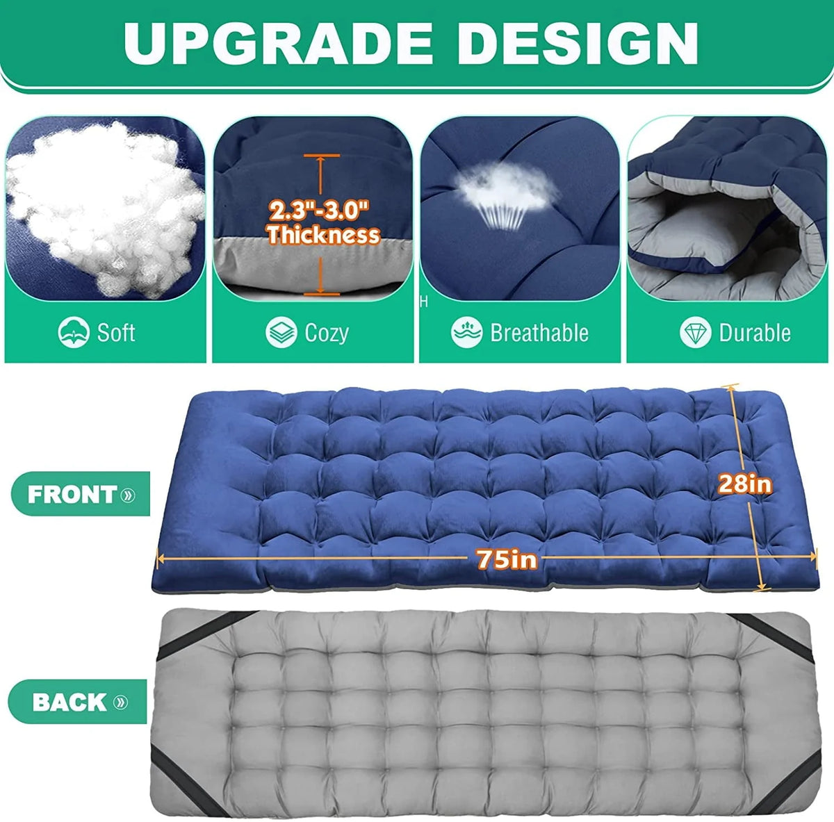 Slsy Folding Camping Cot for Adults, Folding Cot Bed for Sleeping with 2 Sided Mattress & Carry Bag, Tent Cot, Supports 880 lb - image 2