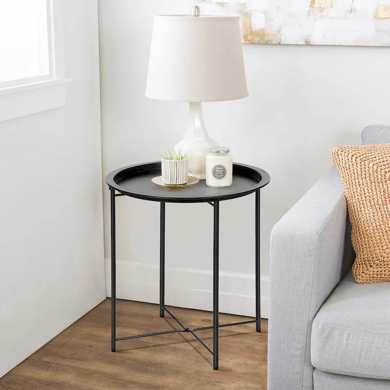 Javlergo Set of 2 Folding Round Steel TV Tray Tables - Compact Side Tables, No Assembly Needed - Dimensions: 18.5 x 18.5 x 19.7 in - image 37