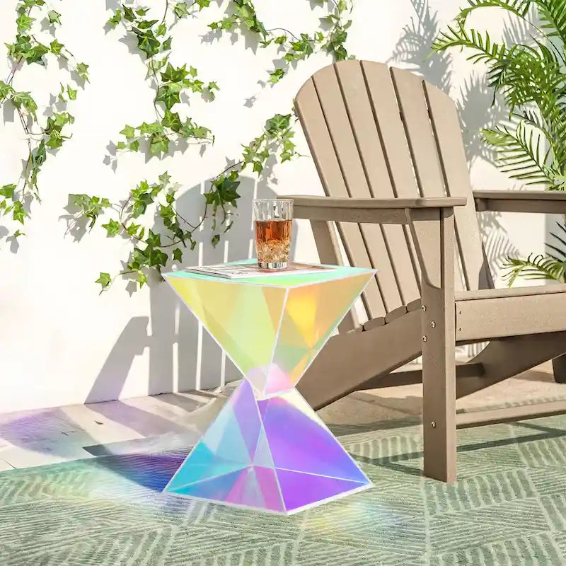 Contemporary Acrylic Accent End Table for Outdoor Use - Dimensions: 18.11"H x 12.6"W x 12.6"L - image 1