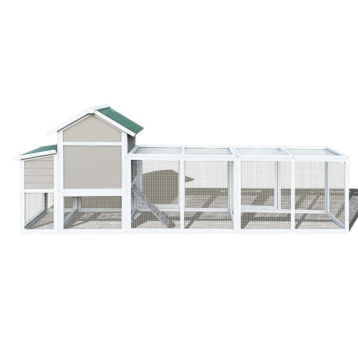 Pefilos 112" Large Rabbit Hutch Outdoor Wood Chicken Coop, Hen House with Nest Box, Wire Fence Poultry Cage, Orange - image 16