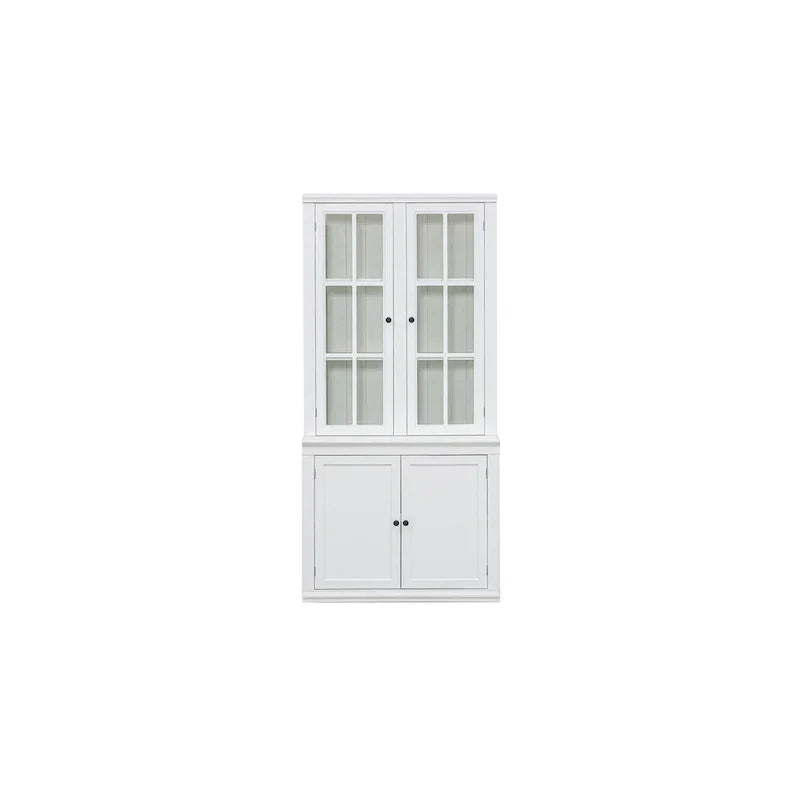 75.25-Inch Tall Traditional Display Cabinet with Tempered Glass Double Doors – Perfect for Living Room, Kitchen, and Home - image 5