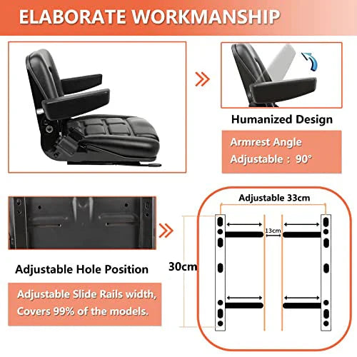 Universal Fold Down Forklift Seat, Micro Switch, Armrest And Safety Belt, for Tractor - image 6