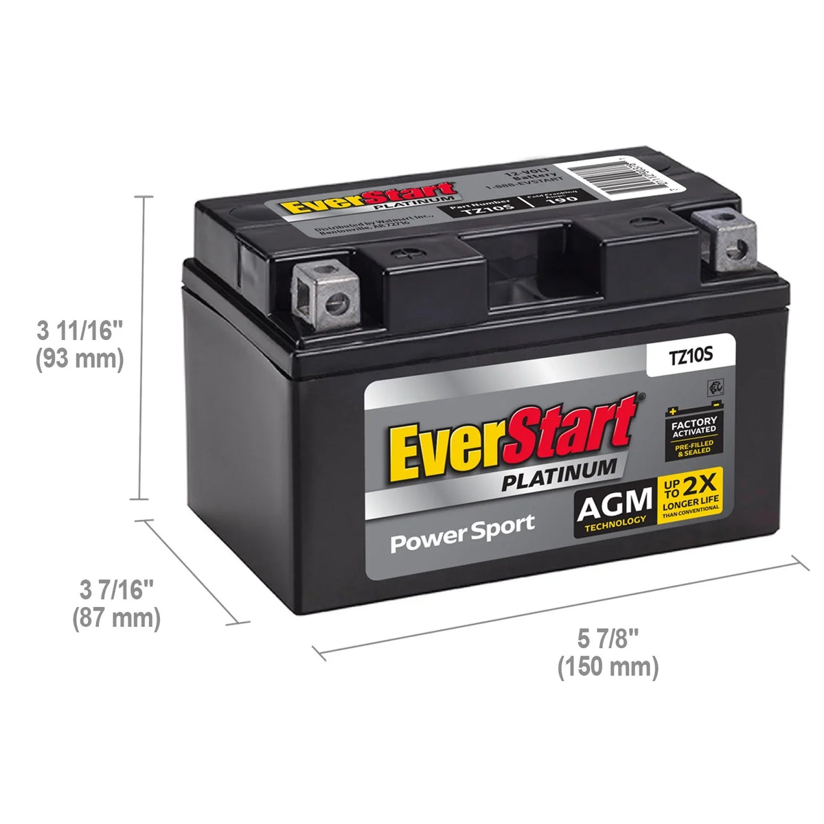 EverStart Platinum BOXED AGM Power Sport Battery, Group Size TX10S 12 Volt 190 CCA - image 4