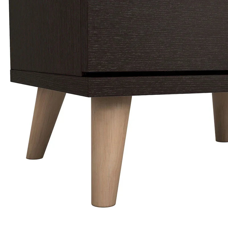 Denhour Mid-Century Modern Cappuccino 2-Drawer Nightstand - DH BASIC Collection - image 1