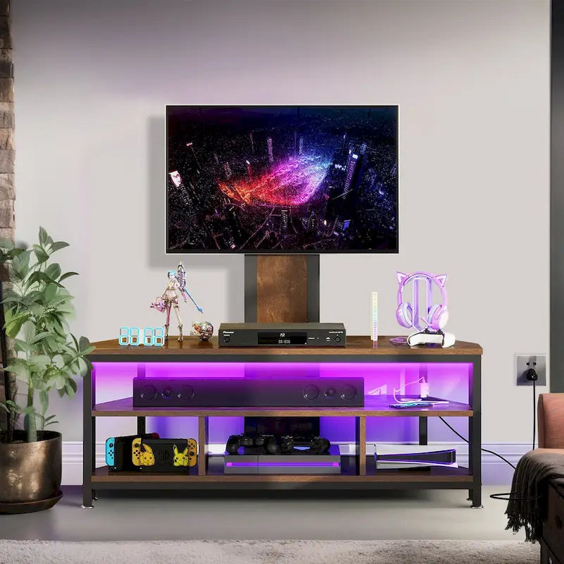 Moasis LED TV Stand with Mount, Power Outlet, and USB Port for TVs up to 70 inches - image 1