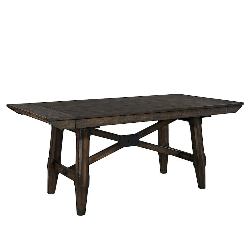 7-Piece Trestle Table Set with Double Bridge in Dark Chestnut - image 16