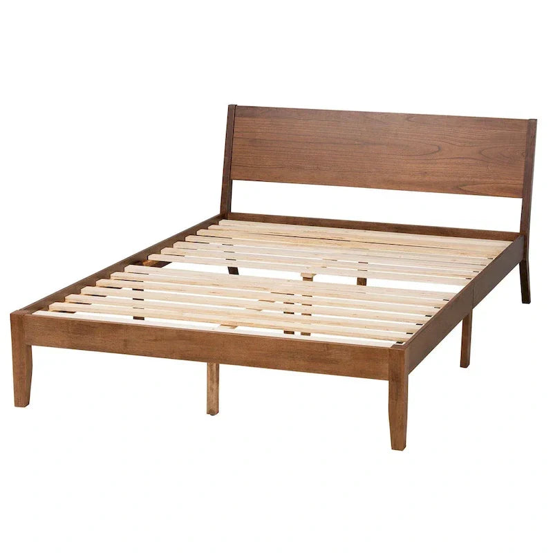 Salvatore Mid-Century Modern Walnut Brown Wood Platform Bed - image 4
