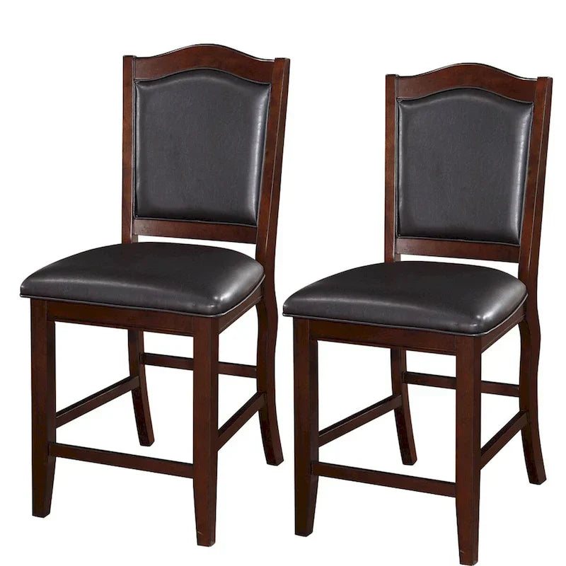 Upholstered Counter Height Chairs  Espresso Wood with Faux Leather - image 3