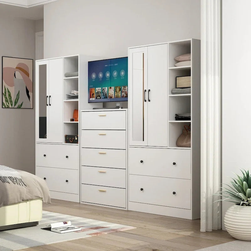 Modern Wardrobe Armoire with Mirror Door Drawers and Shelves - image 41