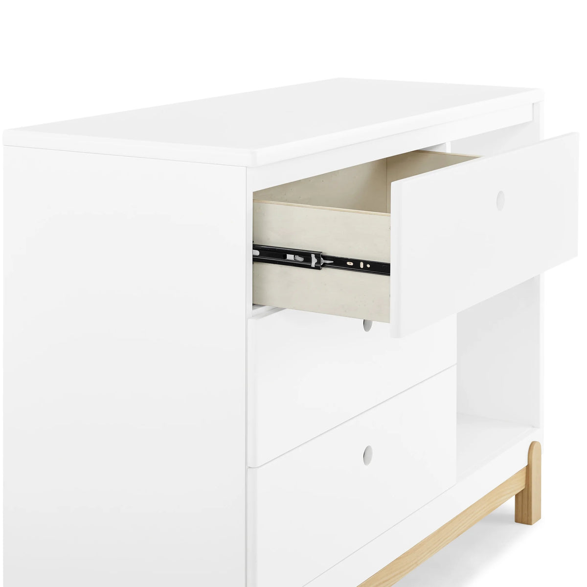 Delta Children Poppy 3 Drawer Dresser with Cubbies and Interlocking Drawers, Bianca White/Natural - image 12