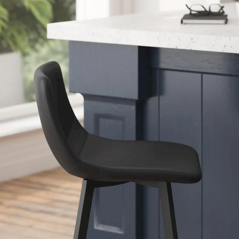 Pair of Armless Upholstered Metal Counter Stools - image 5