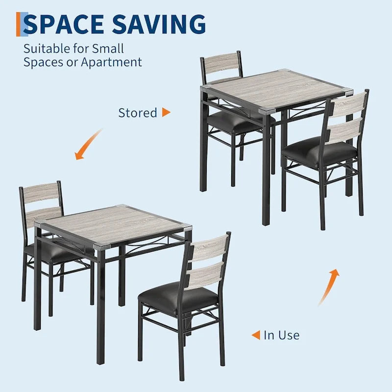 5-Piece Dining Table Set for 4 – Space-Saving Kitchen Set with Upholstered Chairs - image 24