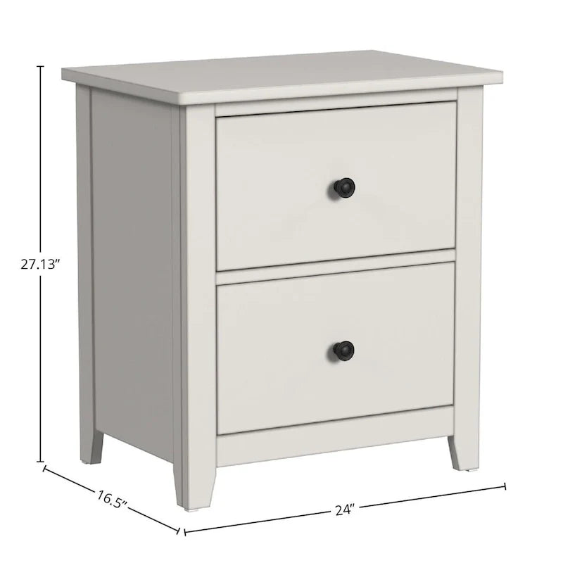 Lodge Cream-Finished Farmhouse Wood Nightstand with 2 Drawers - image 2