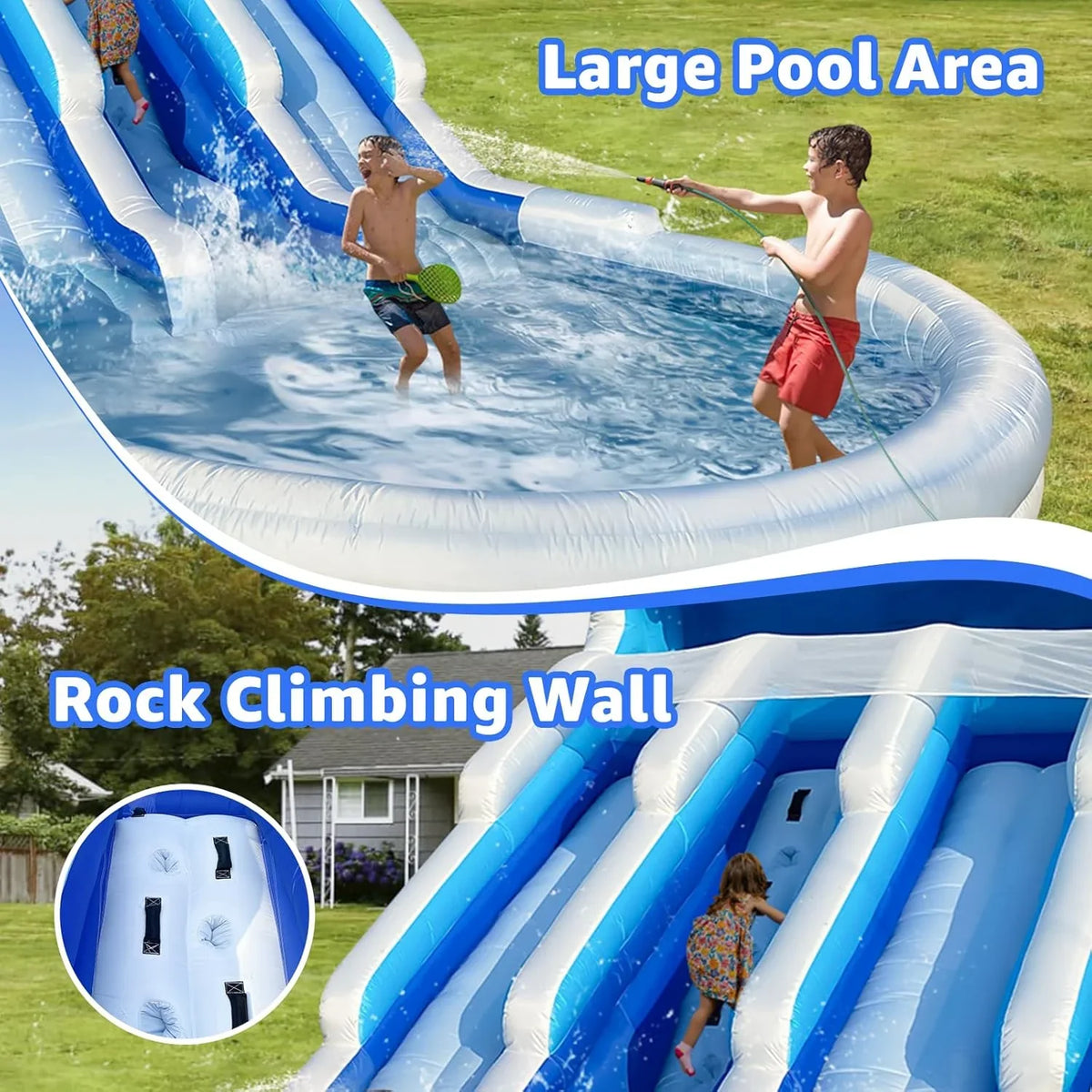 Large Inflatable Water Slide Swimming Pool Play Center, Commercial Grade Lightweight Premium Water Slide Bounce House 20.6x9.5x9.3Ft for Kids and Adults (with Blower) - image 3