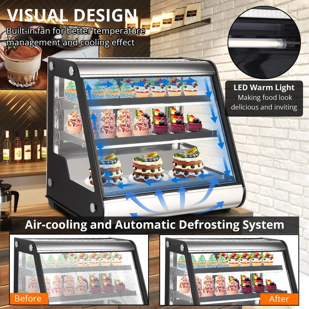 2025 Commercial Refrigerator Display Case 130L (4.6 Cu.FT) – Auto Defrost, Tempered Glass + LED Lighting, Countertop Commercial Use - image 4