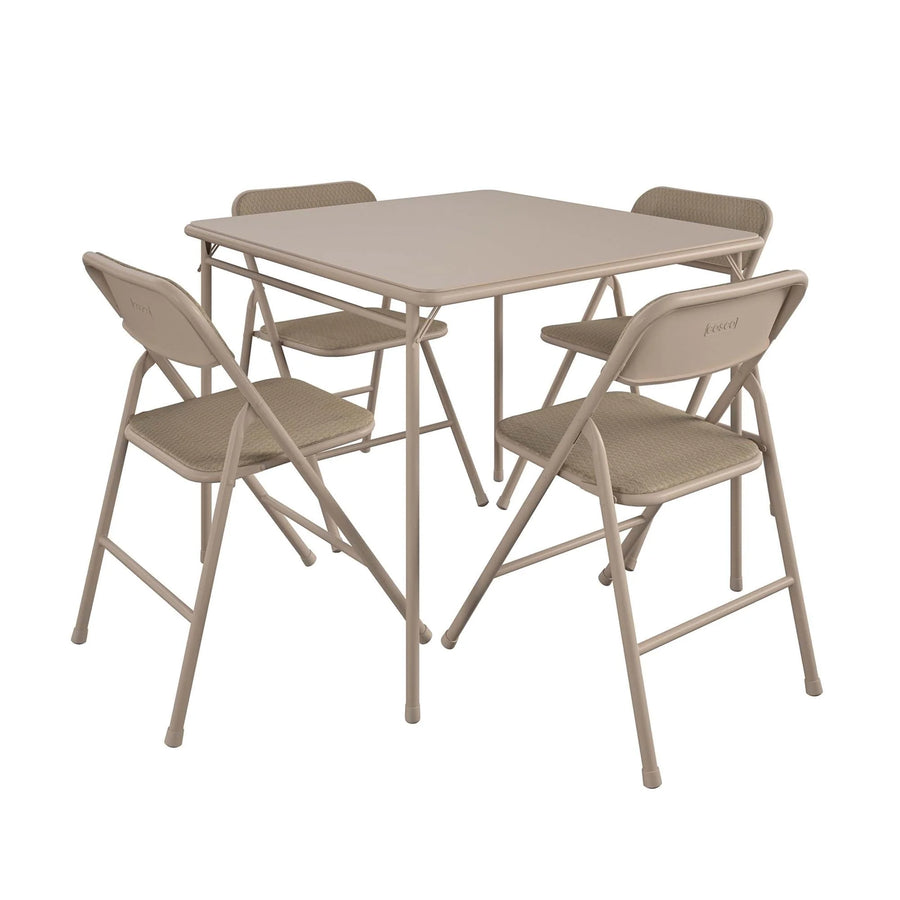 COSCO 5 - Piece Folding Dining Set with Card Table and 4 Fabric Padded Chairs, Tan - image 1