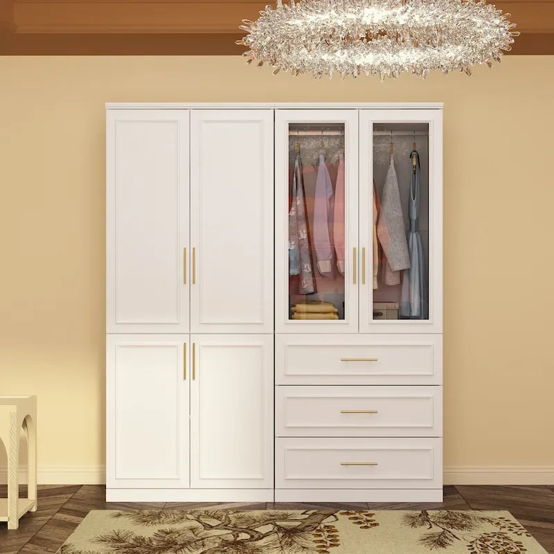74.8-Inch Tall Large Modular Wardrobe Closet with Glass Doors - image 14
