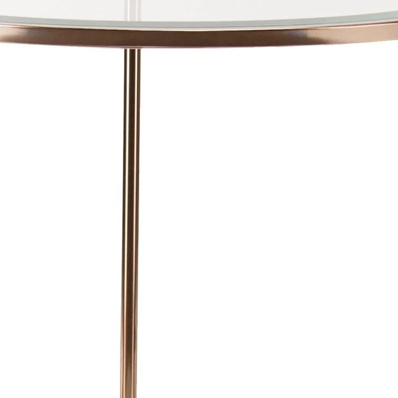 HomeRoots 26-Inch Gold Glass and Iron Round End Table with Shelf - Dimensions: 24.25 x 24.25 x 26.25 Inches - image 3