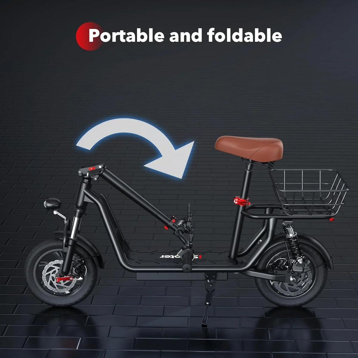 iScooter electric scooter with seat, 37/21 mile range, 28/19/15.6 mph top speed, dual suspension scooter with basket - image 41