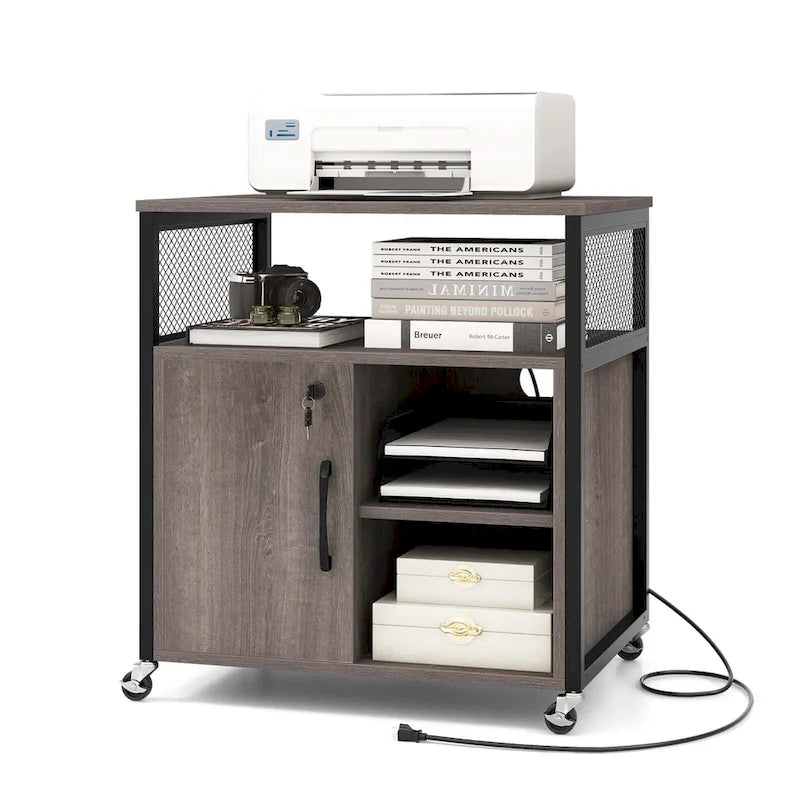 Costway Mobile File Cabinet with Charging Station & Cable - Learn More - image 3