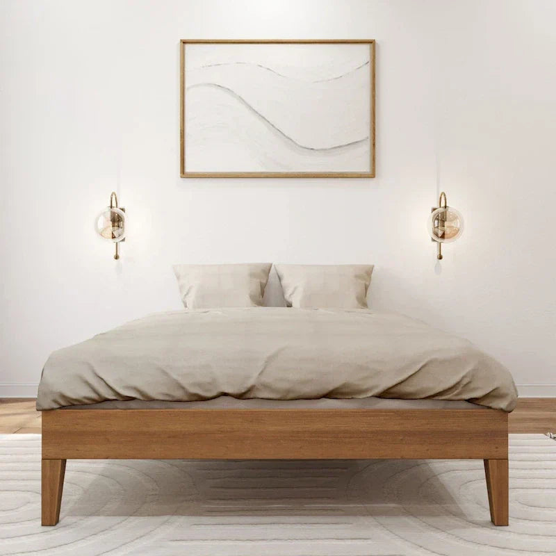 Full-Size Platform Bed with Plank and Beam Design - image 19