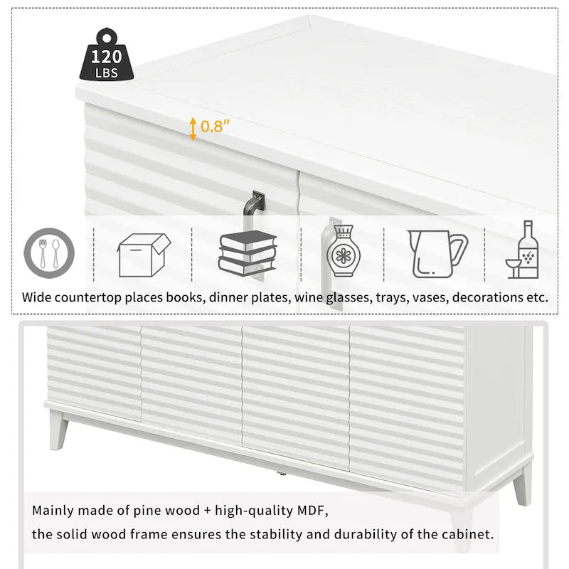 Large 4-Door Sideboard Buffet with Adjustable Shelves for Ample Storage - image 34