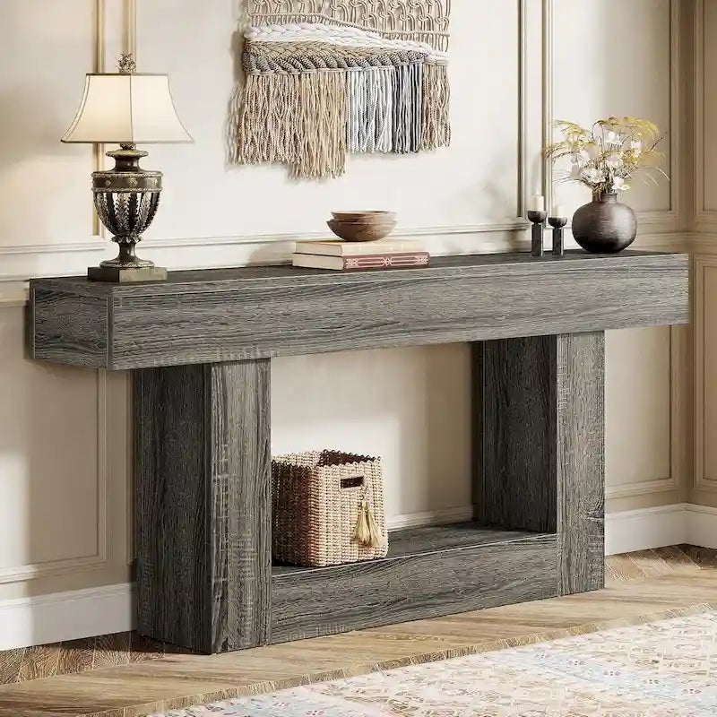 Rustic 2-Tier Entryway Table for Living Room, Hallway, and Foyer - image 8