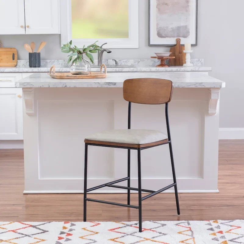 Lowrey 25-Inch Counter Stool with Metal Frame and Faux Leather Upholstery - image 14
