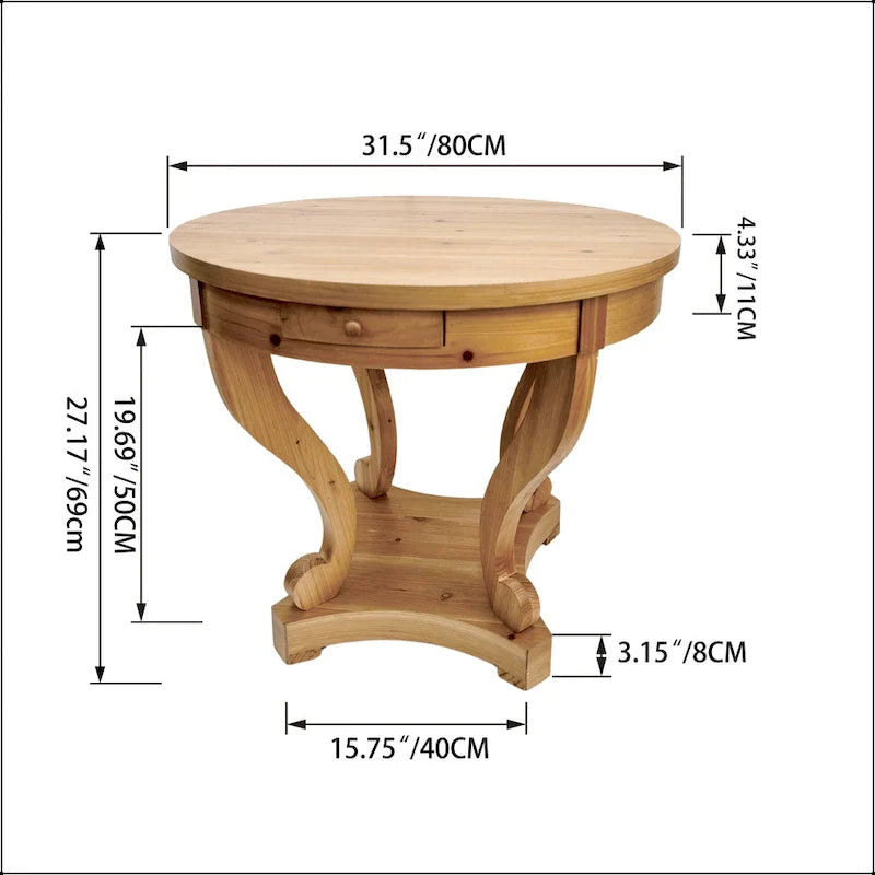 Small Round Dining Table with Curved Legs in Farmhouse Style - image 12