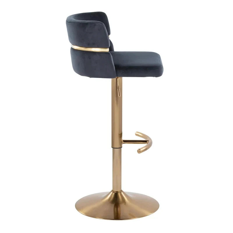 Set of 2 Silver Orchid Lena Adjustable Bar Stools with Rounded T Footrest - image 24