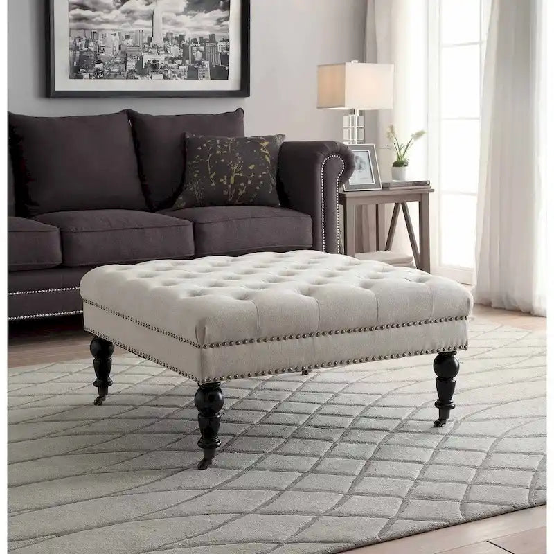Abigal Natural Square Tufted Footstool - image 1