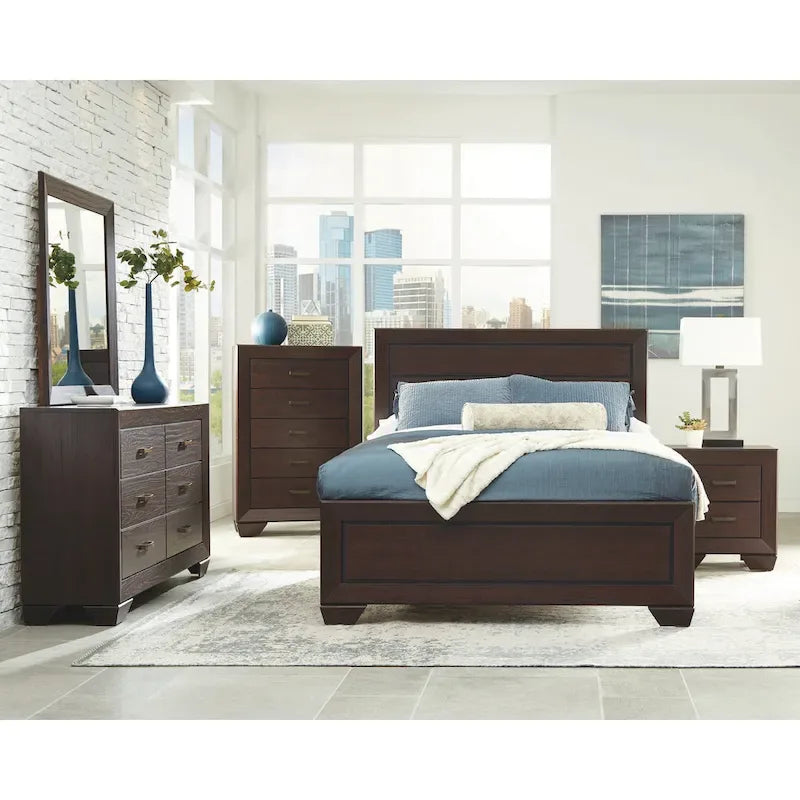 Oatfield 5-Piece Dark Cocoa Bedroom Set with Two Nightstands - image 1