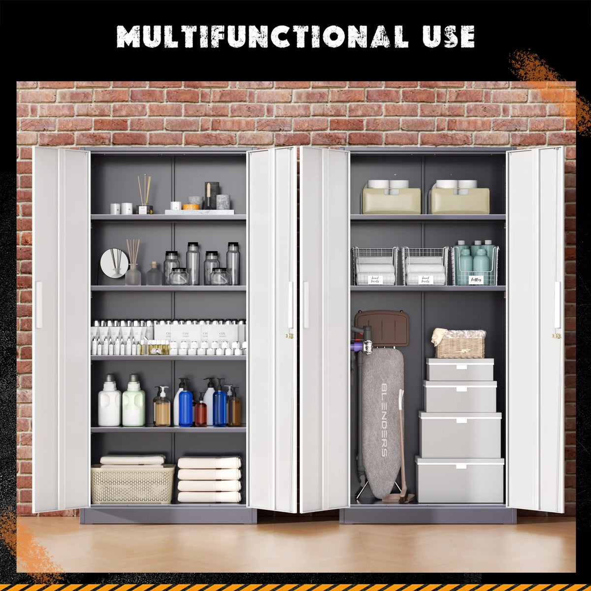 SOLAURA 71" Metal Garage Storage Cabinet with Locking Doors and Adjustable Shelves for Home, Office(Black) - image 26
