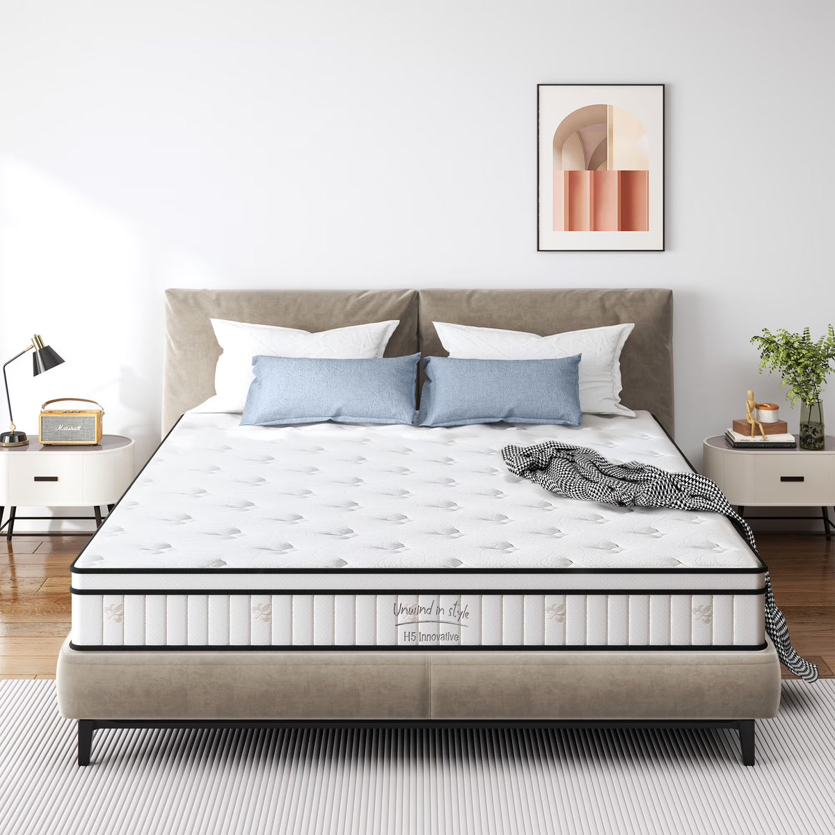 Queen Mattress, PAPROOS 12 Inch Hybrid Mattress in a Box, Individual Pocket Spring Mattress with Full Support, Cool Queen Size Mattress with Breathable Knitted Fabric, Medium Firm, CertiPUR-US, White - image 3